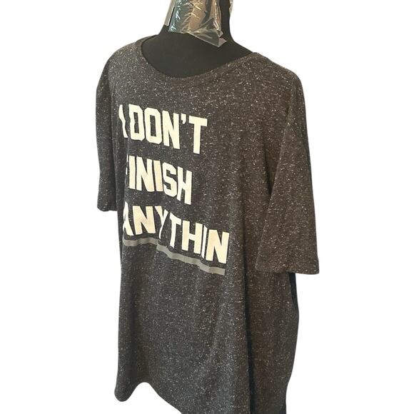 I DON'T FINISH ANYTHIN t-shirt by WELL WORN, Funny Mens 2XL, Gray Black Speckled - Picture 3 of 6